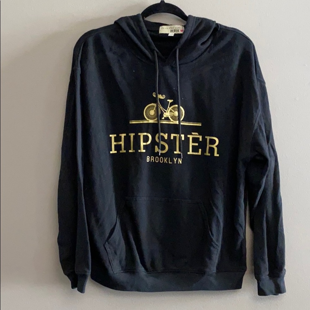 Ladies Hipster Pullover Hoodie Black/Gold